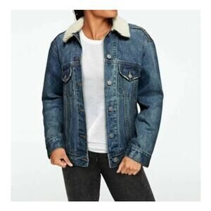 Victoria's Secret  Unveil Jean Trucker Jacket  Sherpa Collar Women's Size Medium
